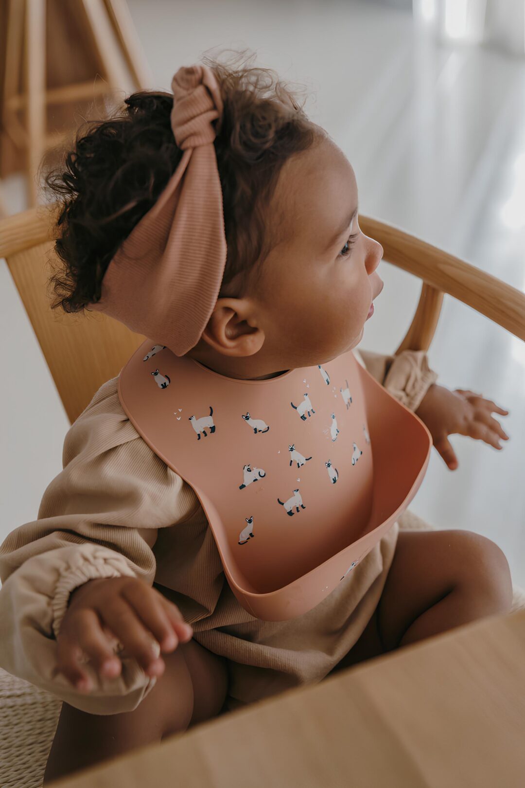 bavoir en silicone alimentaire chat rose zakuw