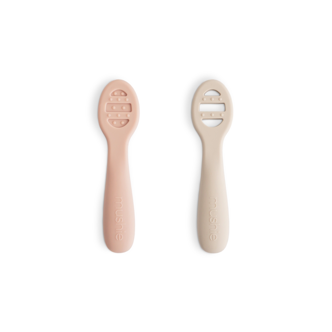 cuillères d'apprentissage lot de 2 blush et sand mushie