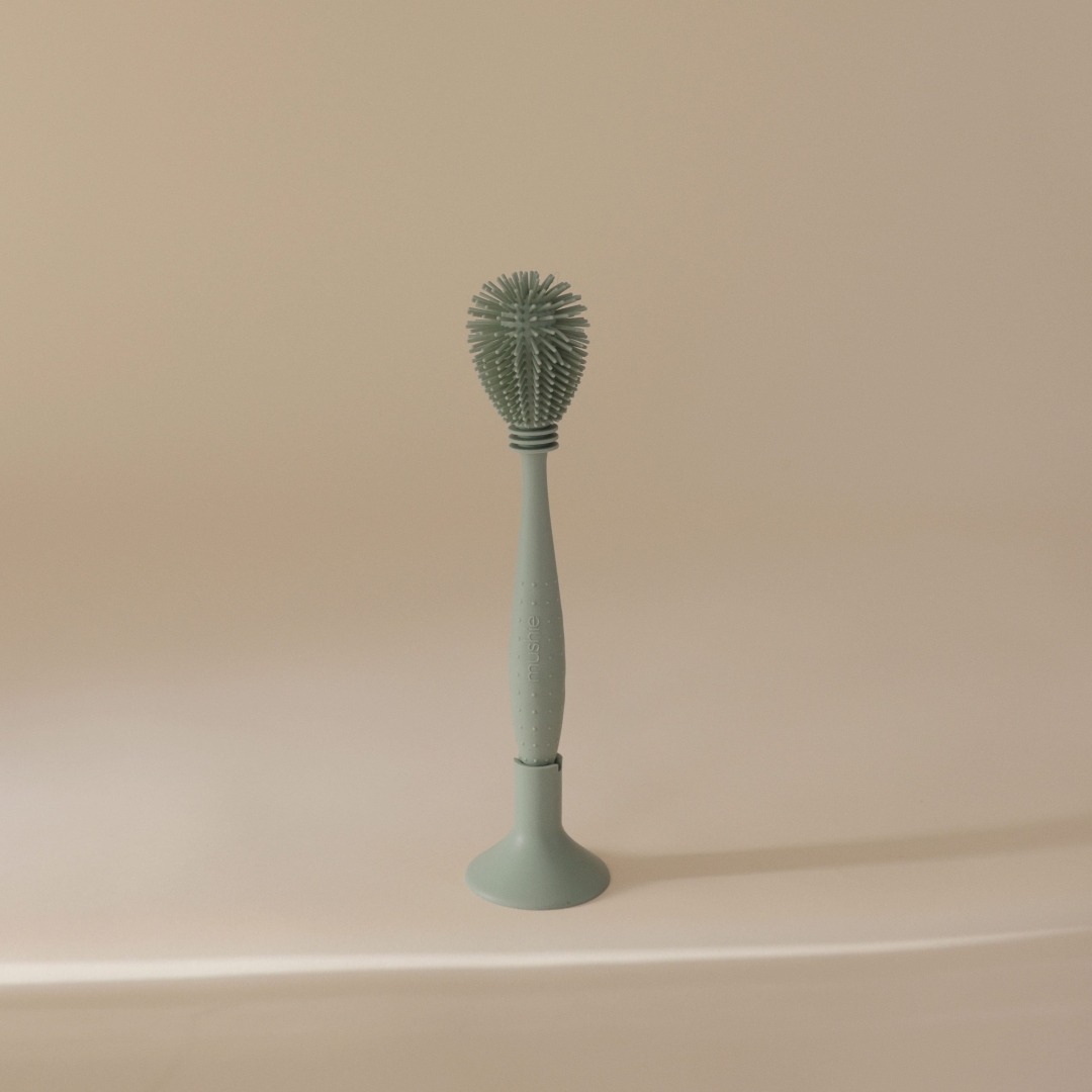 goupillon biberon en silicone green mushie brosse nettoyage biberon
