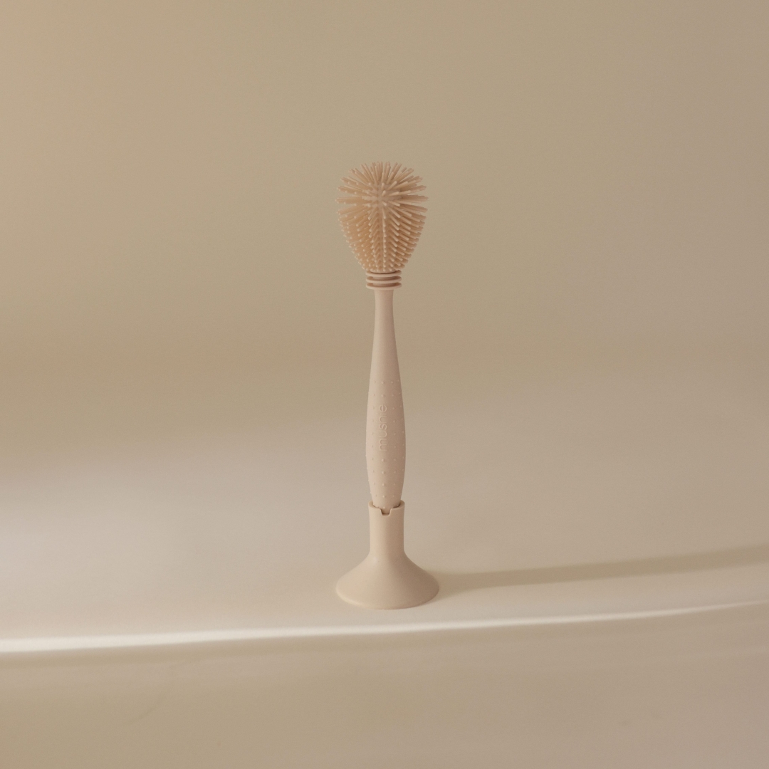 goupillon biberon en silicone sand mushie brosse nettoyage biberon