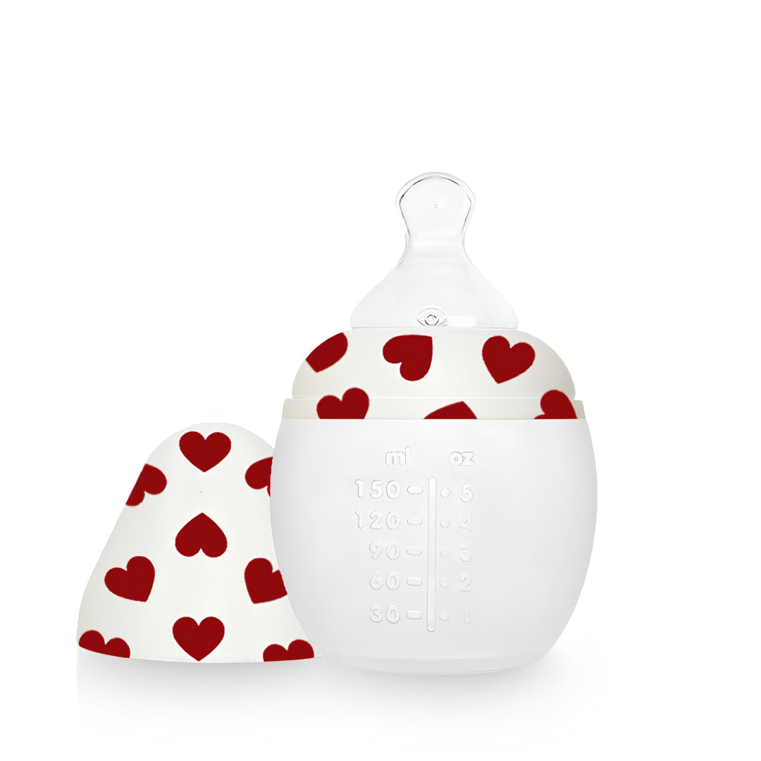 Biberon elhée coeurs full of live bibrond en silicone médical tétine physiologique anti-colique made in France 150 mL