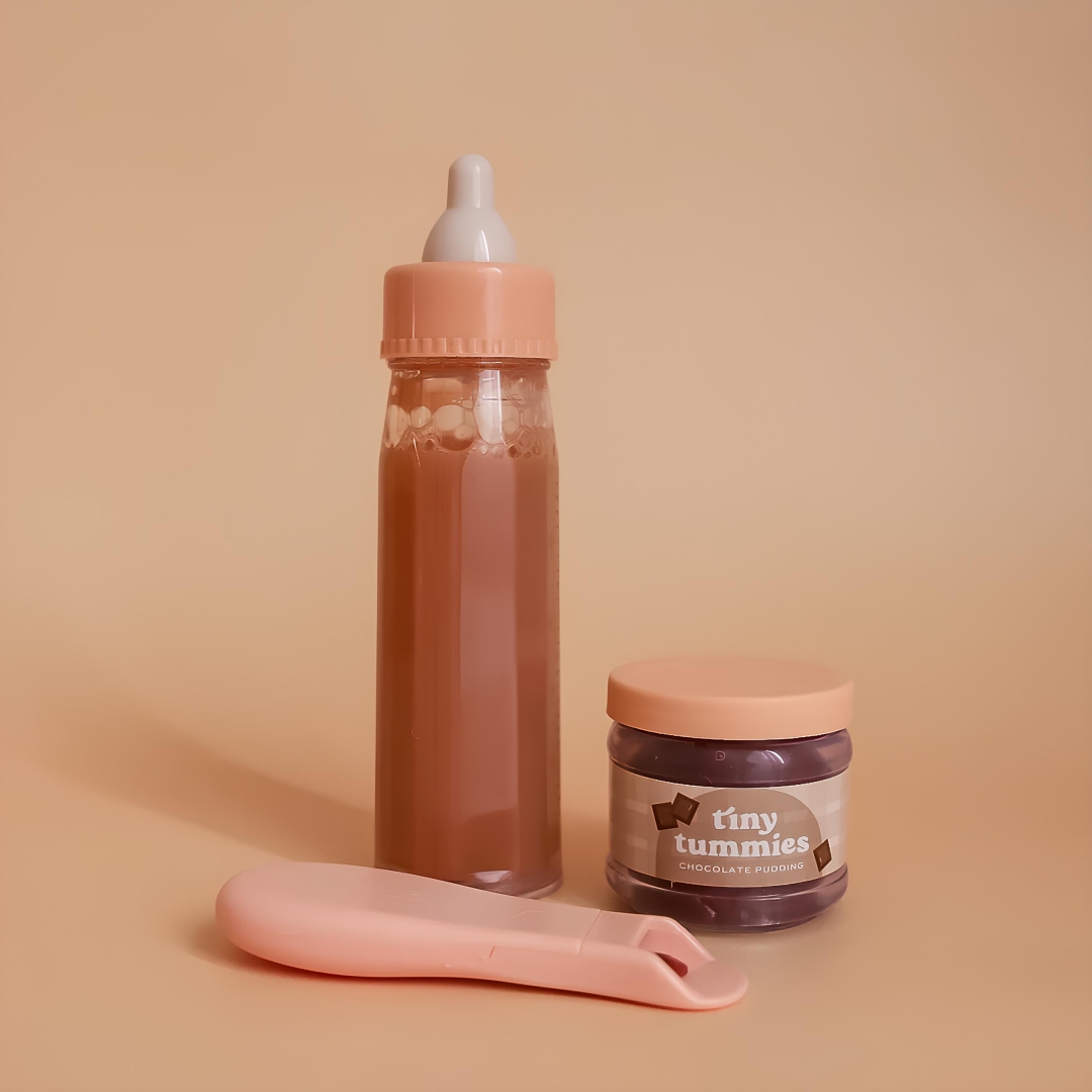 pack biberon et petit pot magiques pour poupées pack chocolat Tiny Harlow jeux d'imitation jouer au papa et à la maman