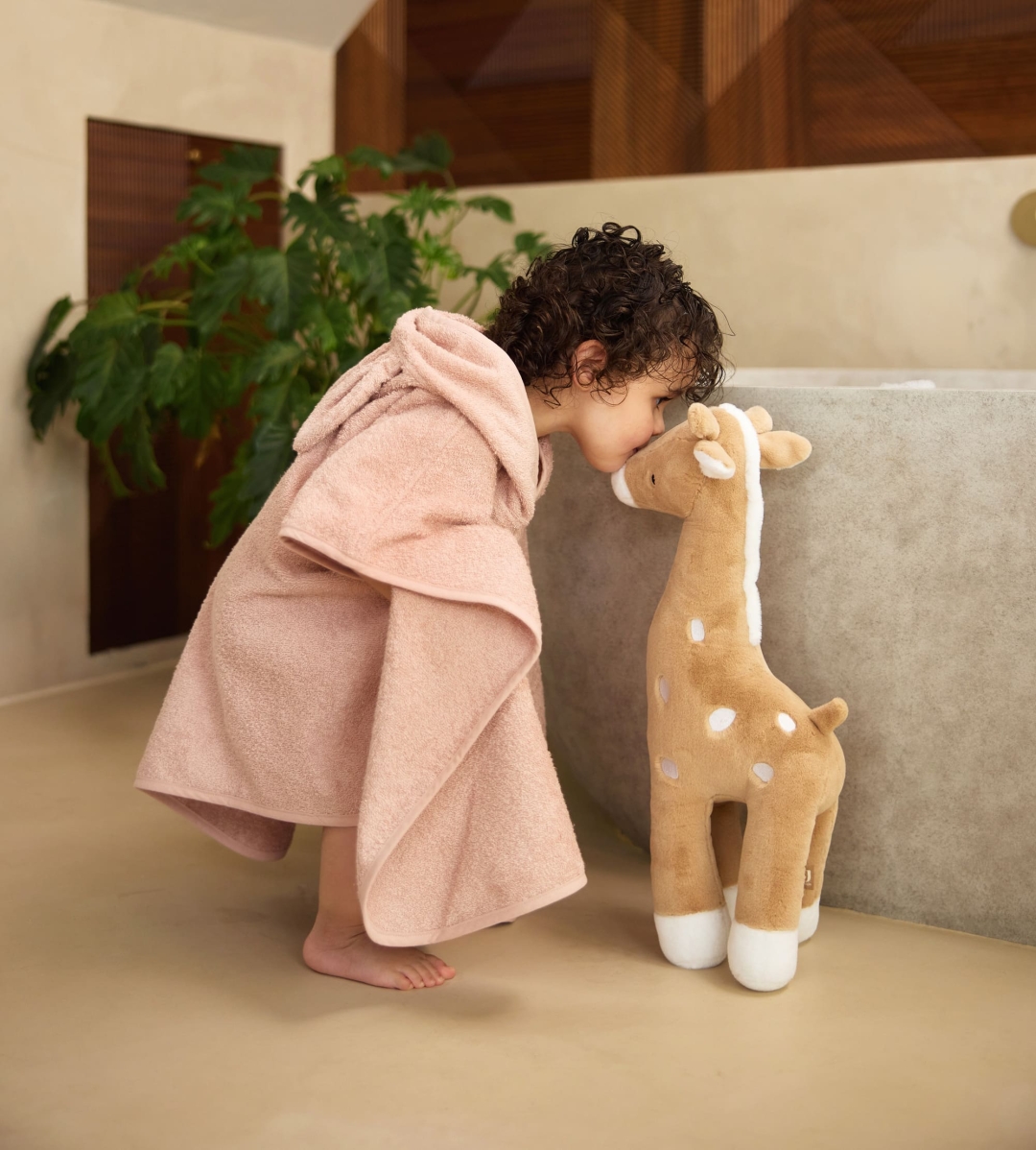 poncho de bain lapin rosewood éponge jollein