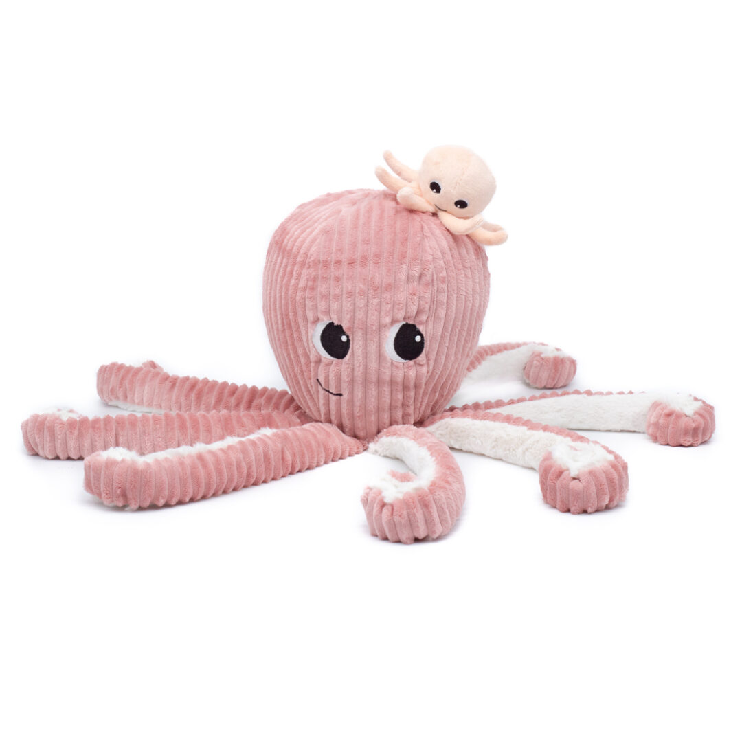 peluches poulpes maman et bébé rose les deglingos