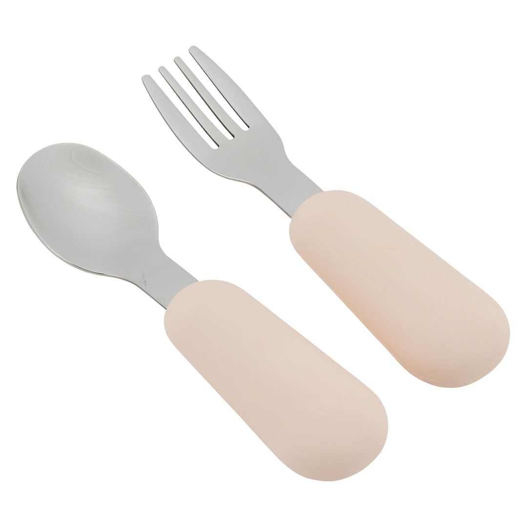 premiers couverts bébé silicone alimentaire et acier inoxydable pré-couverts atelier wagram crème