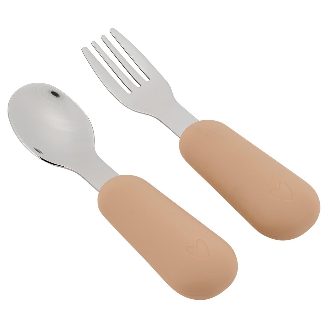 premiers couverts bébé silicone alimentaire et acier inoxydable pré-couverts atelier wagram nougat