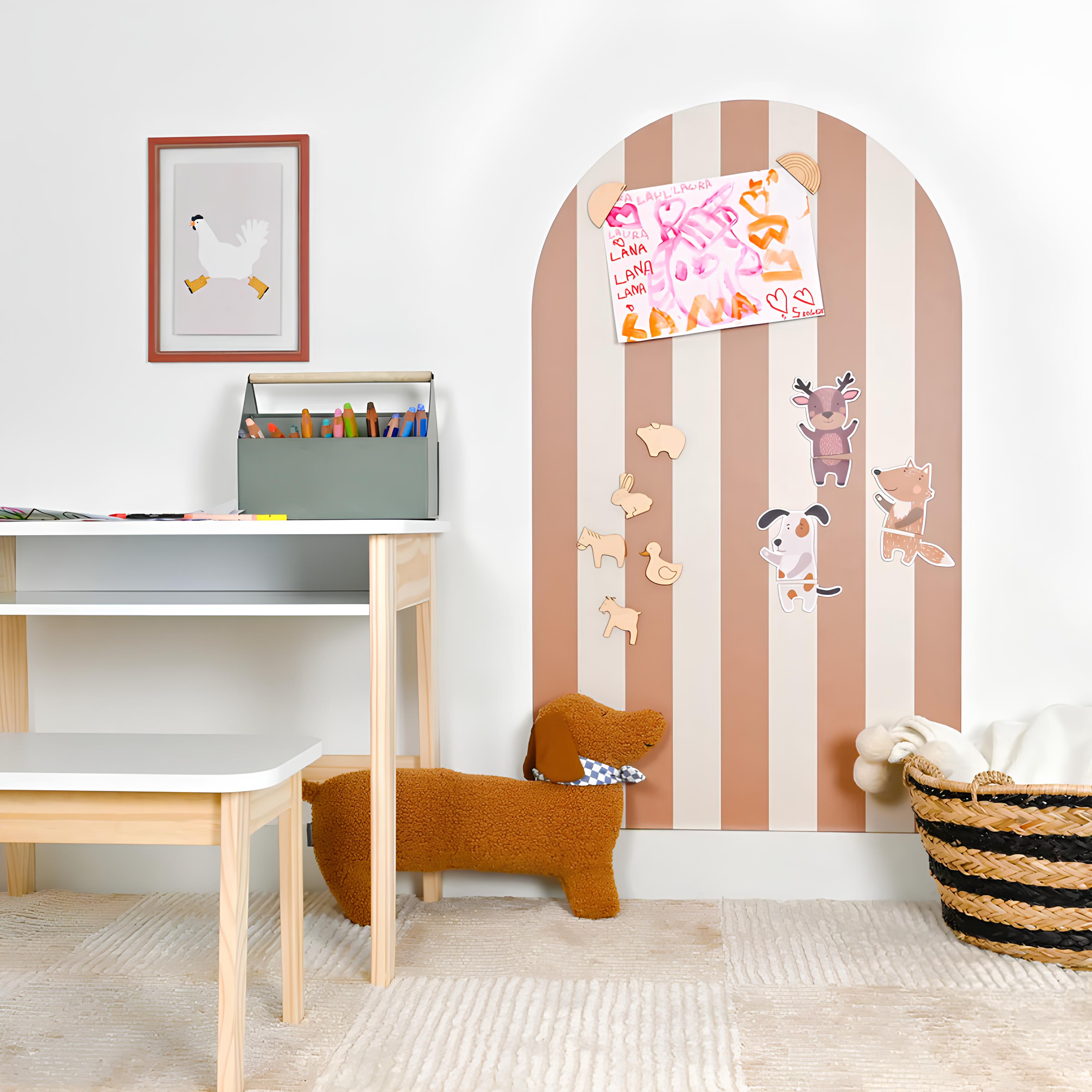 tableau magnétique arche rayée camel ferflex papier peint magnétique