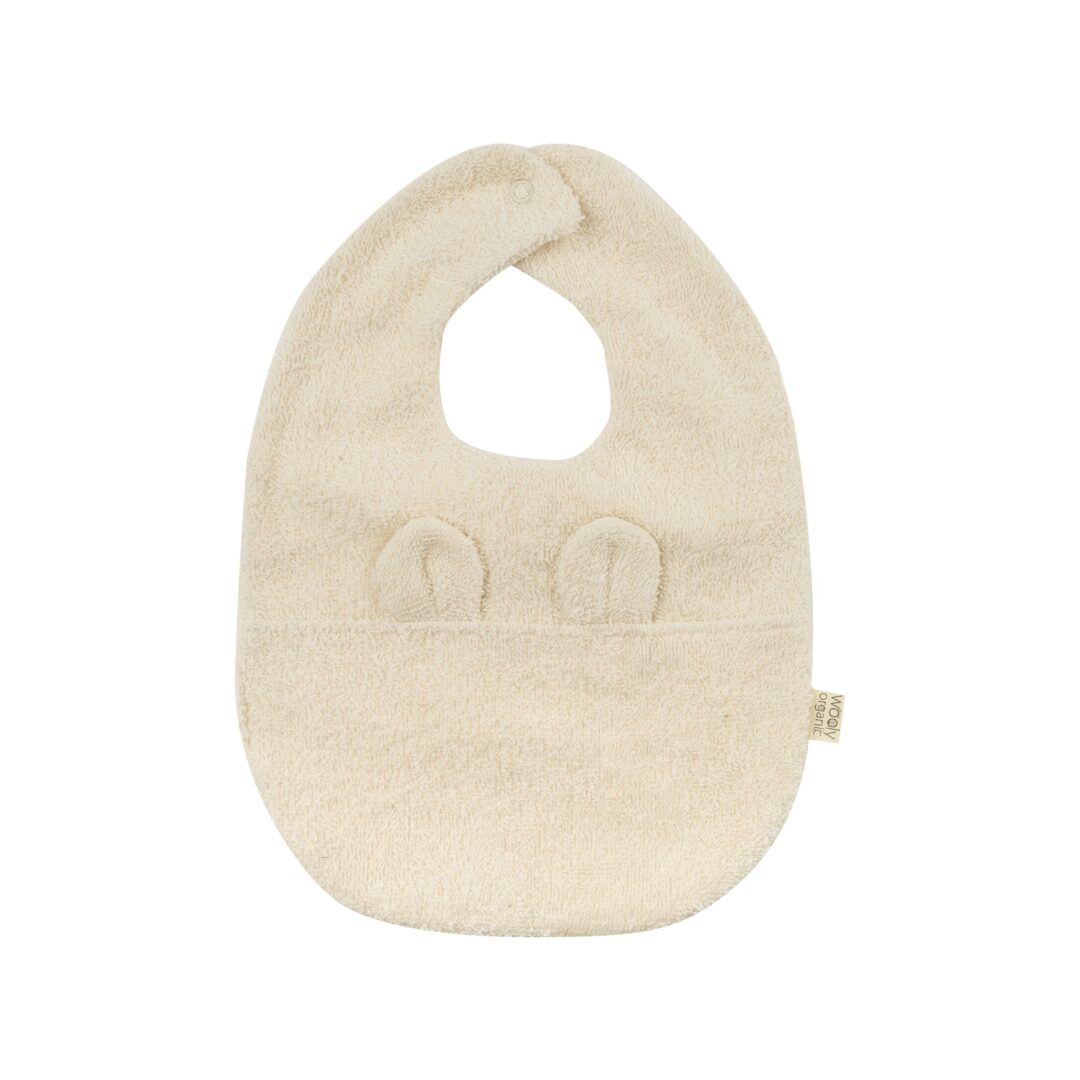 bavoir à oreilles d'ourson en éponge coton biologique Wooly Organic fabriqué en Europe
