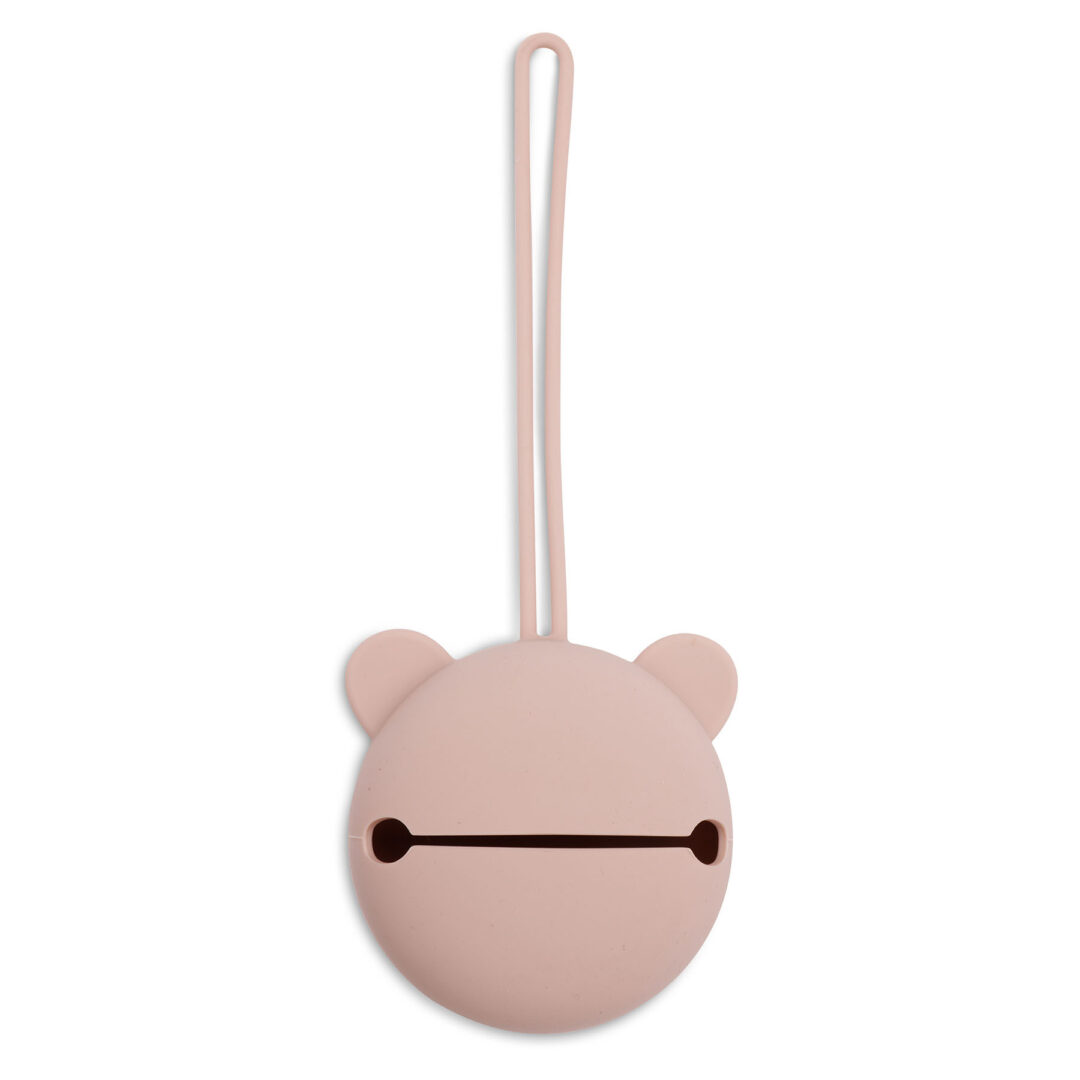 étui à Tétine Ourson En Silicone Rose Jollein