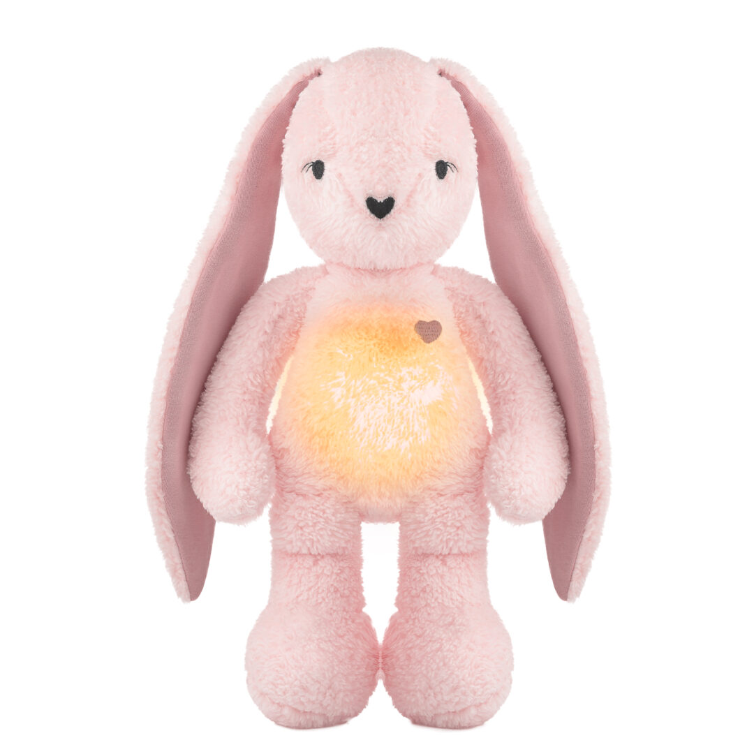 peluche lapin bruits blancs et veilleuse my hummy 5 en 1 rose