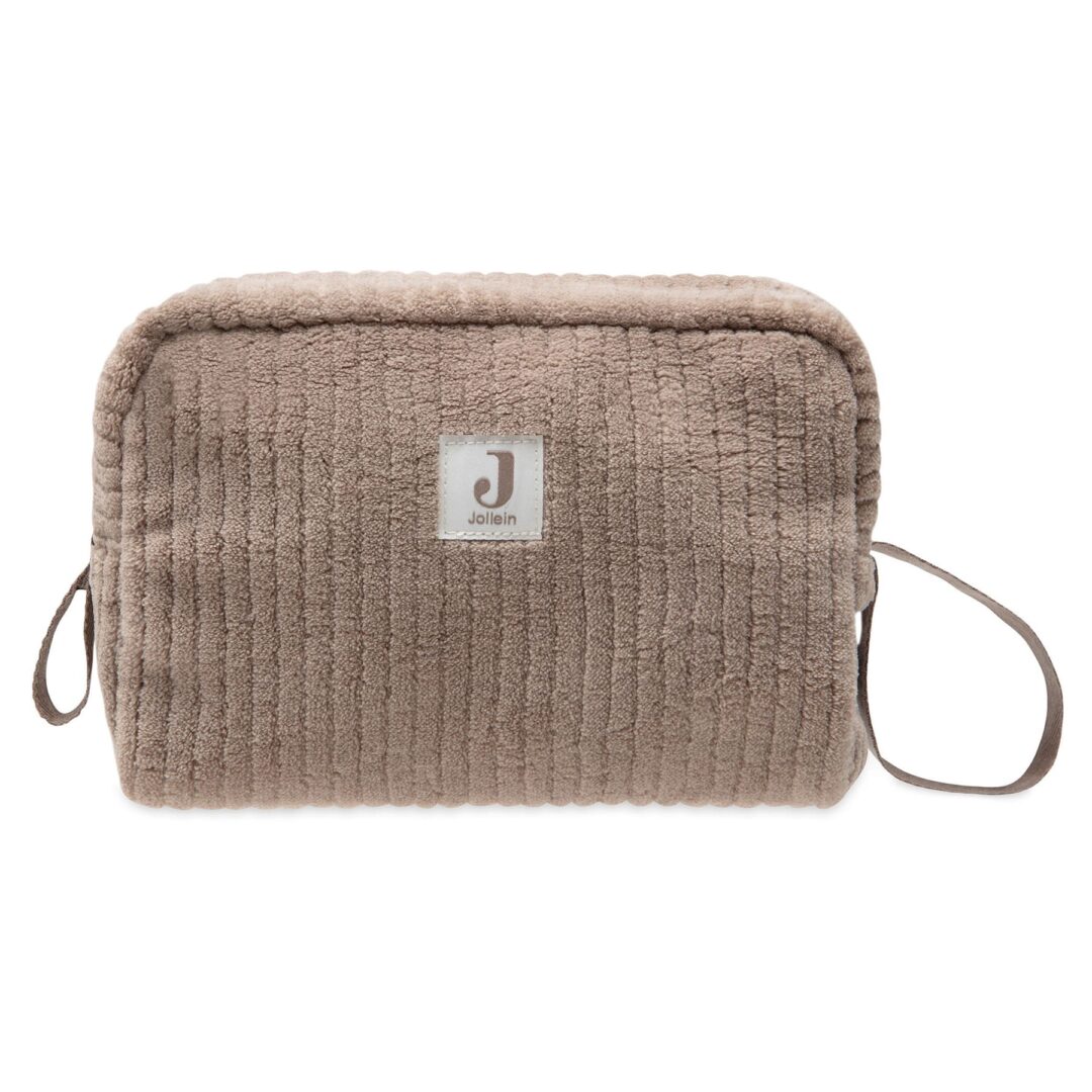 trousse de toilette en velours côtelé jollein milky coffee - trousse pour sac à langer