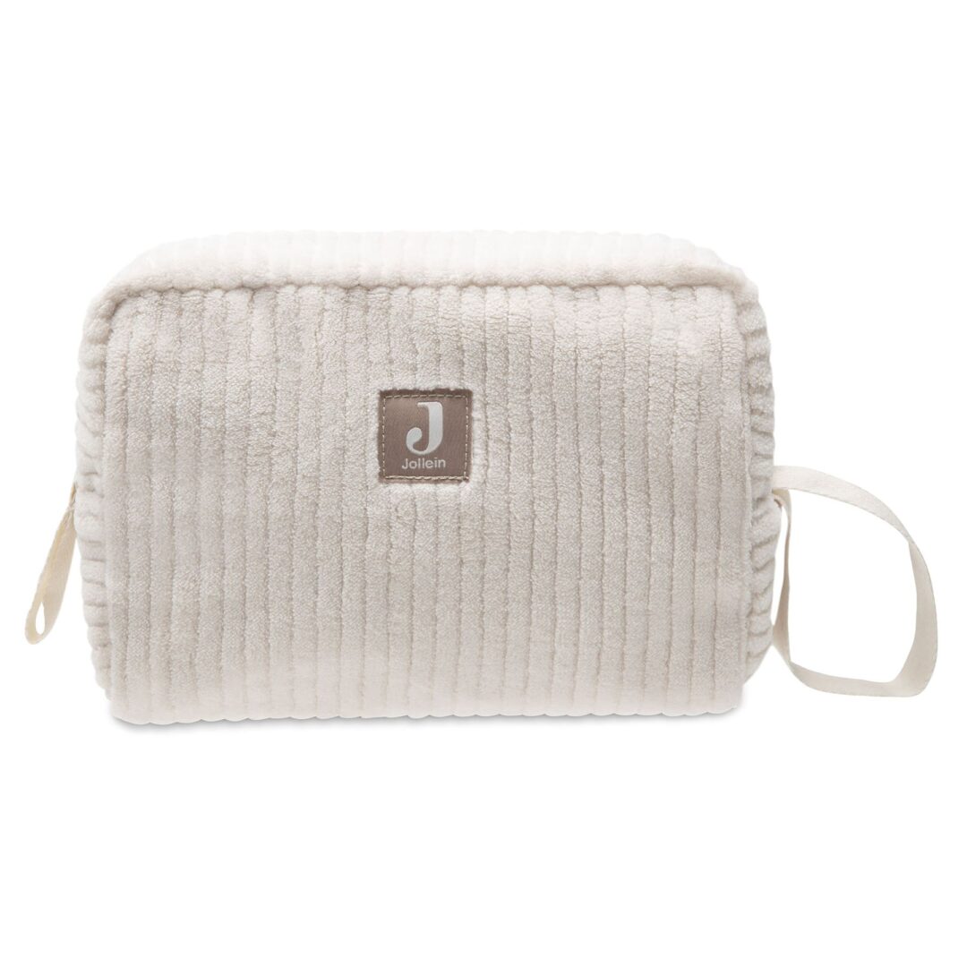 trousse de toilette en velours côtelé jollein oatmeal - trousse pour sac à langer