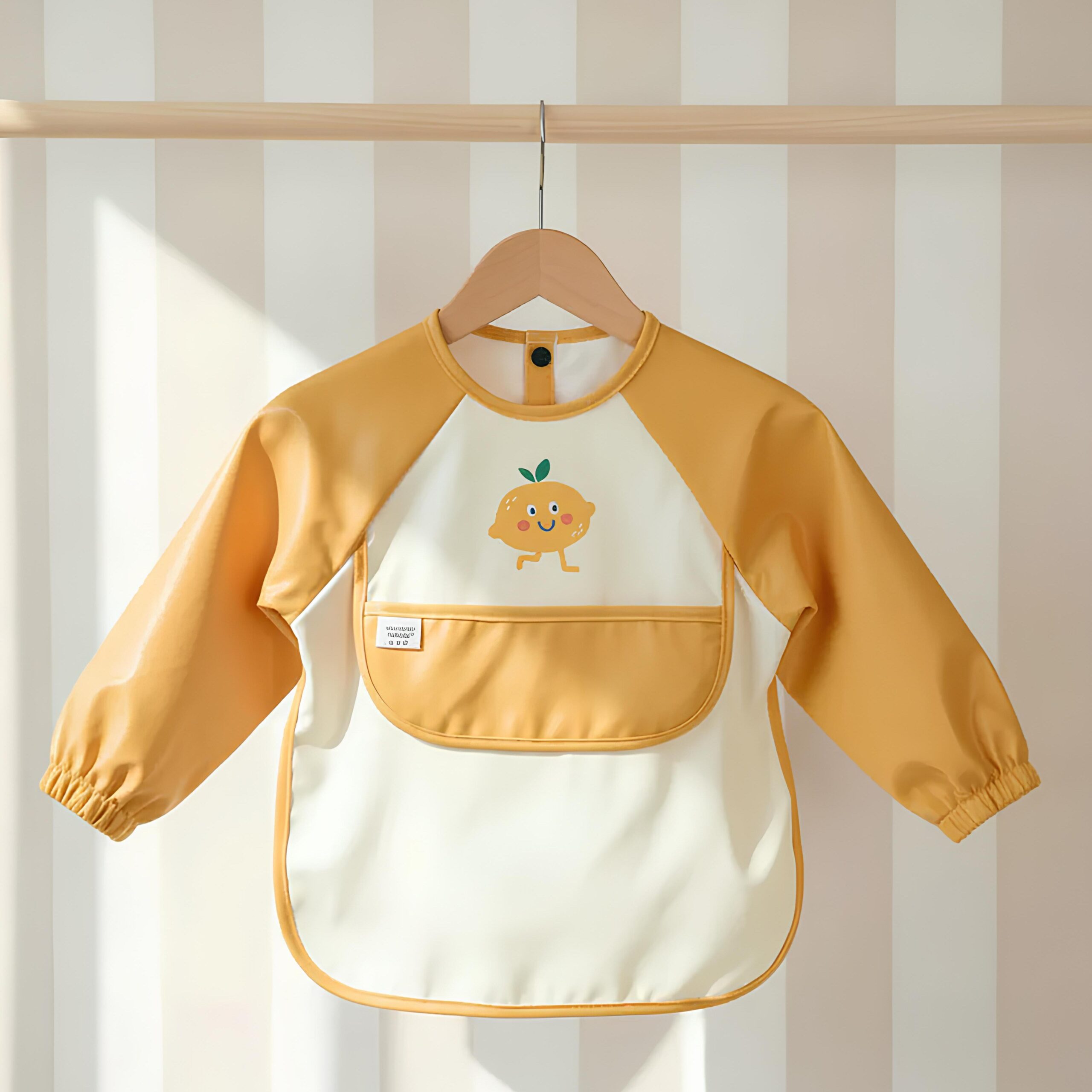 bavoir tablier fruit manches longues jaune citron les petits citrons