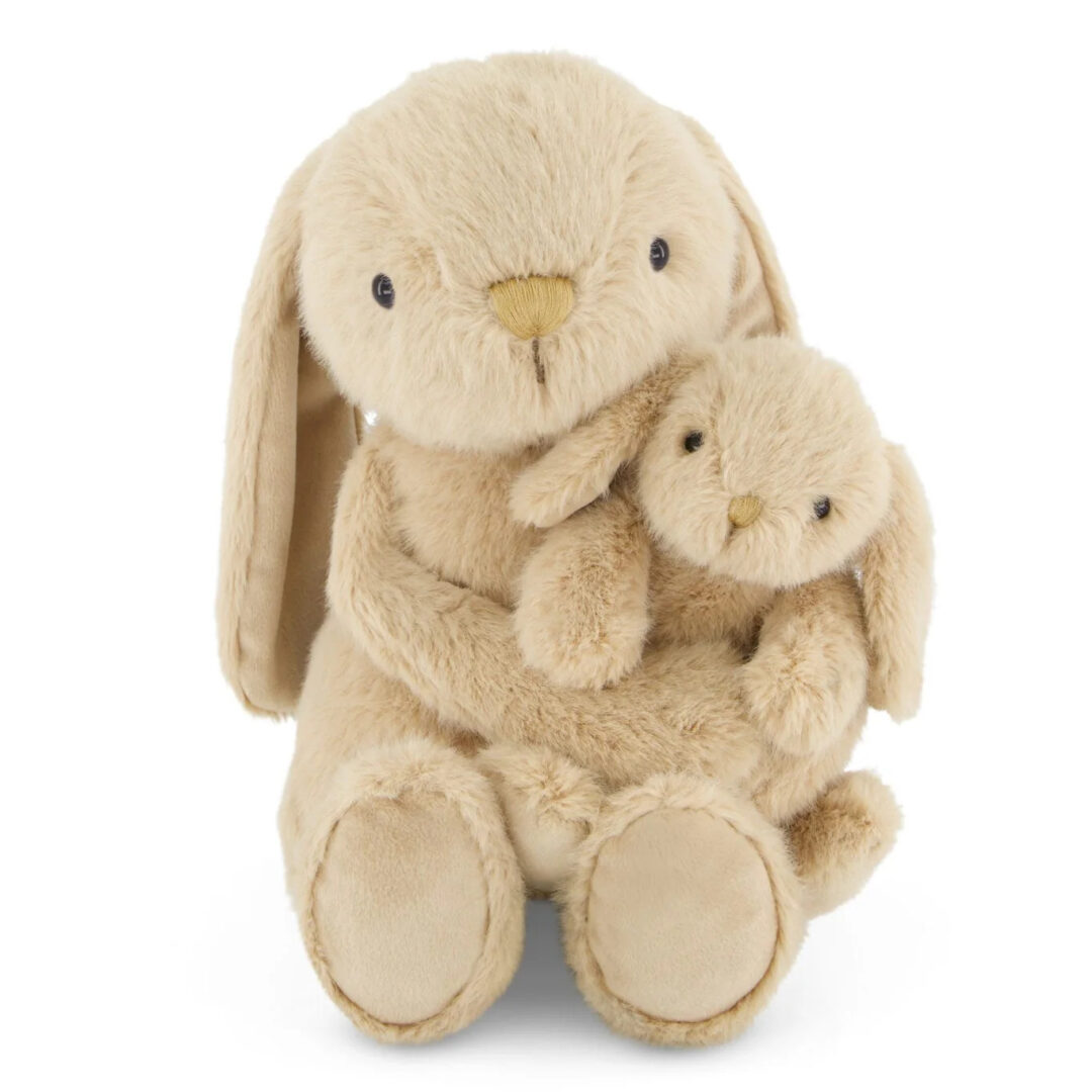 peluche lapin maman et bébé câlin beige snuggle bunnies