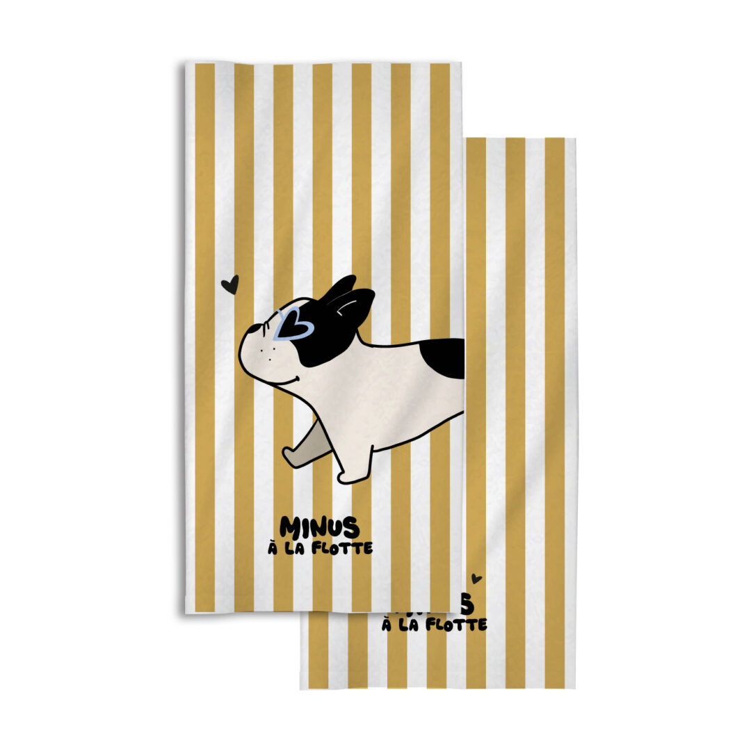 serviette minus à la flotte bouledogue jaune zakuw