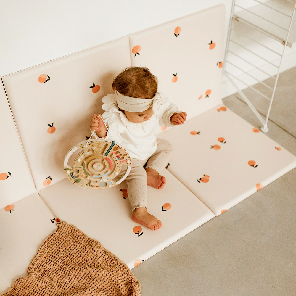 tapis de jeu pliable pêche mêle tapilou réversible et imperméable vichy rose