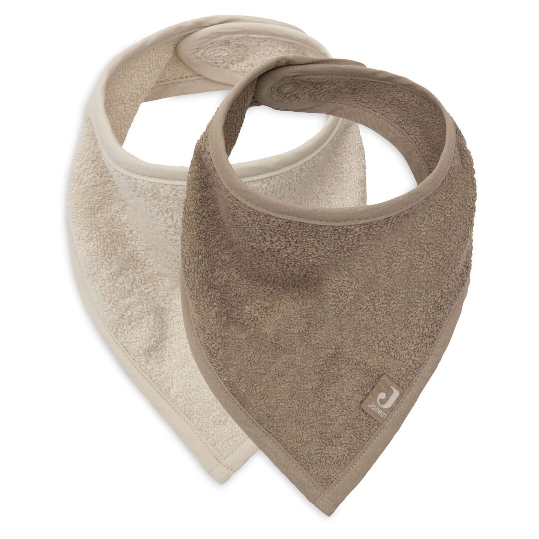 bavoir bandana en éponge milky coffee et sand jollein lot de 2