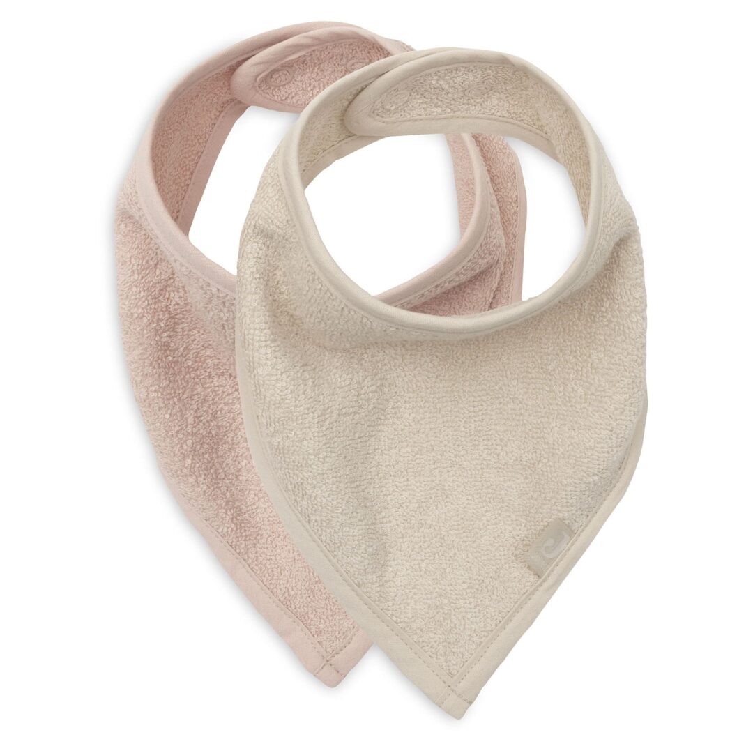 bavoir bandana en éponge silk rose et sand jollein lot de 2