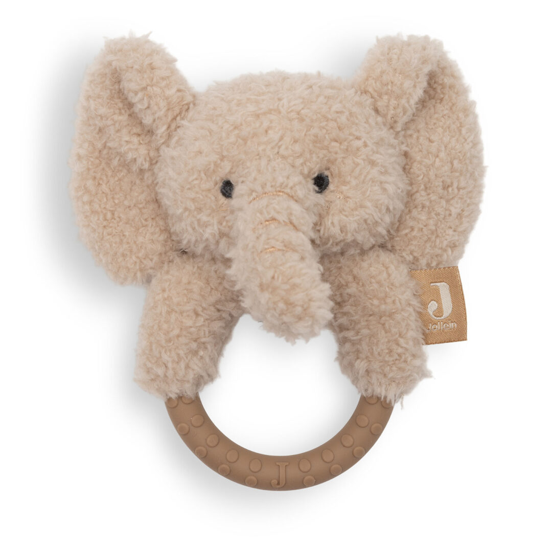 anneau de dentition peluche éléphant silicone jollein pour soulager les poussées dentaires